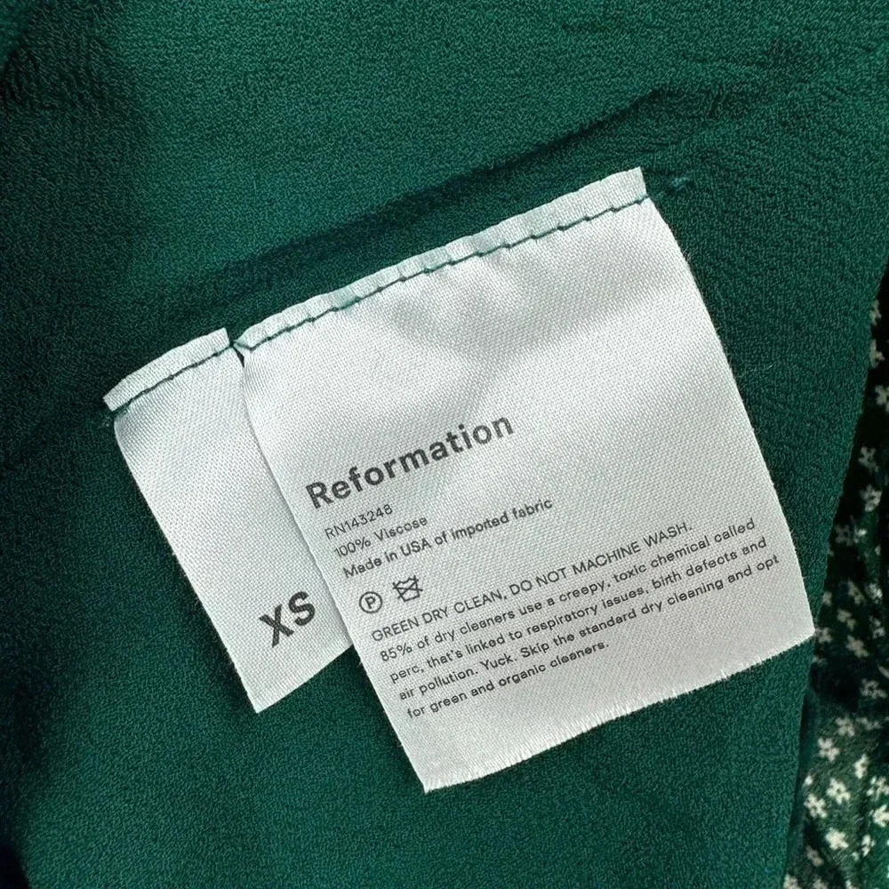 Reformation Sammy Mini Wrap Dress Green Daisies Size XS B1177 - Picture 7 of 7